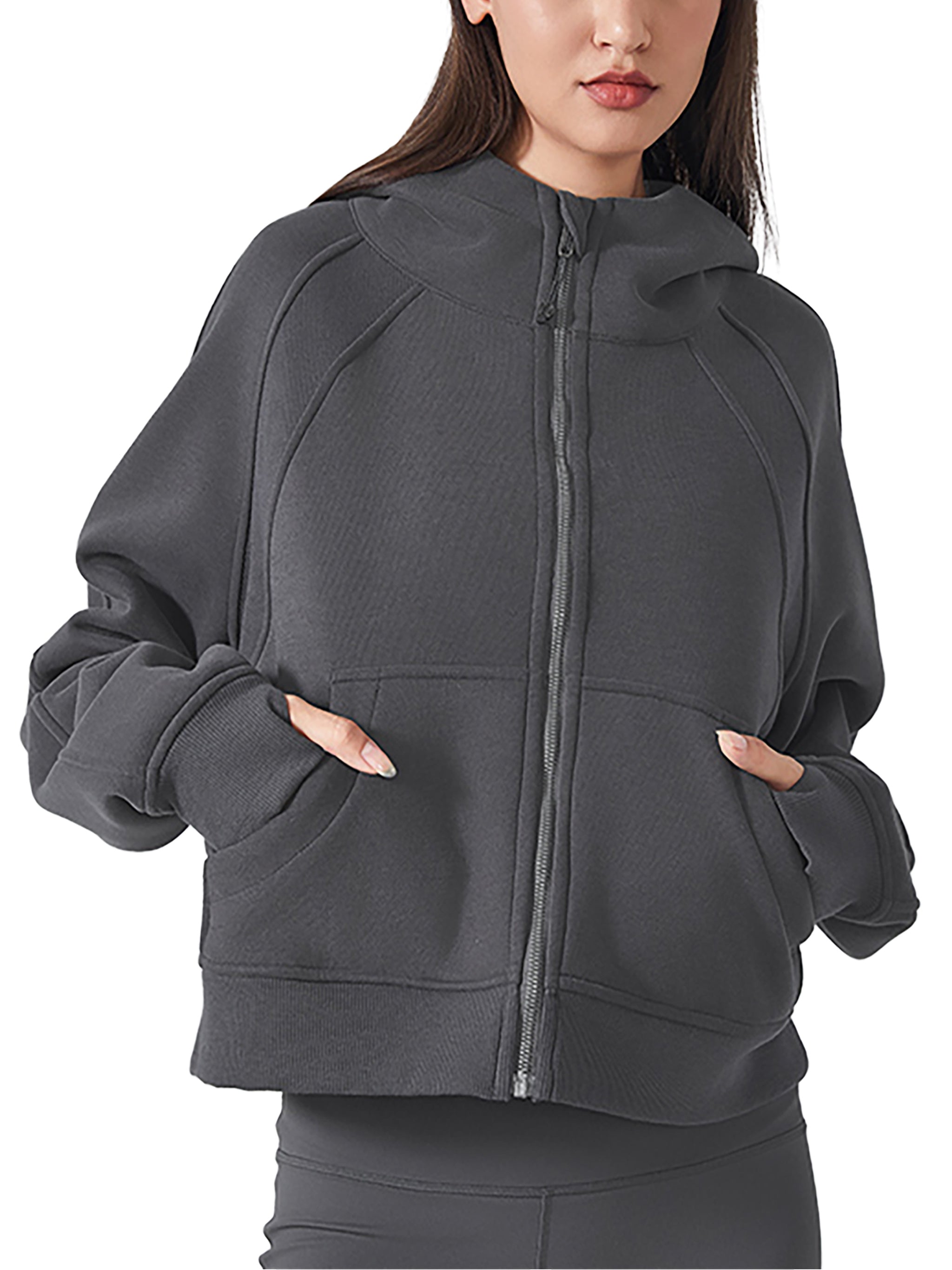 Cropped Zip-Through Hoodie