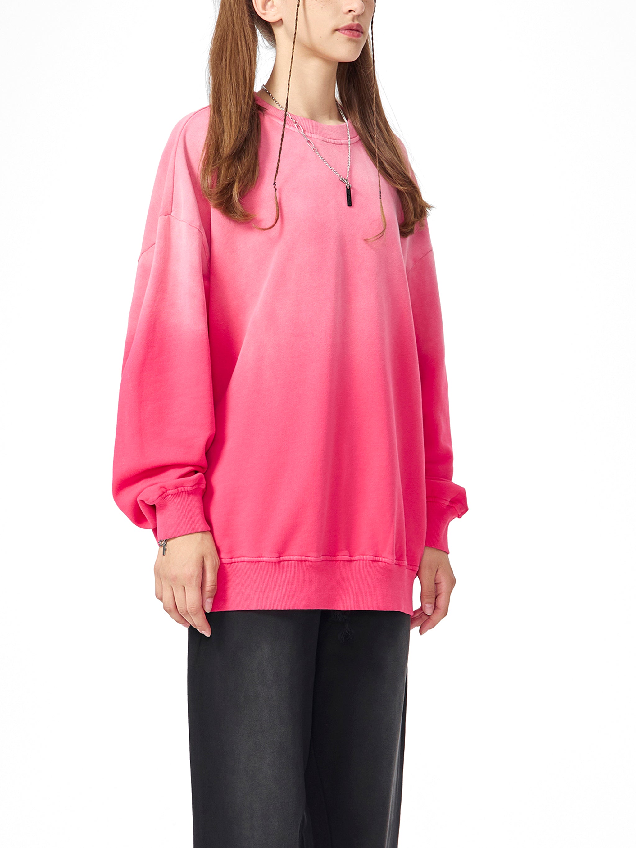 Effortless Athleisure Pure Cotton Handcrafted Monkey Wash Drop-Shoulder Sweatshirt