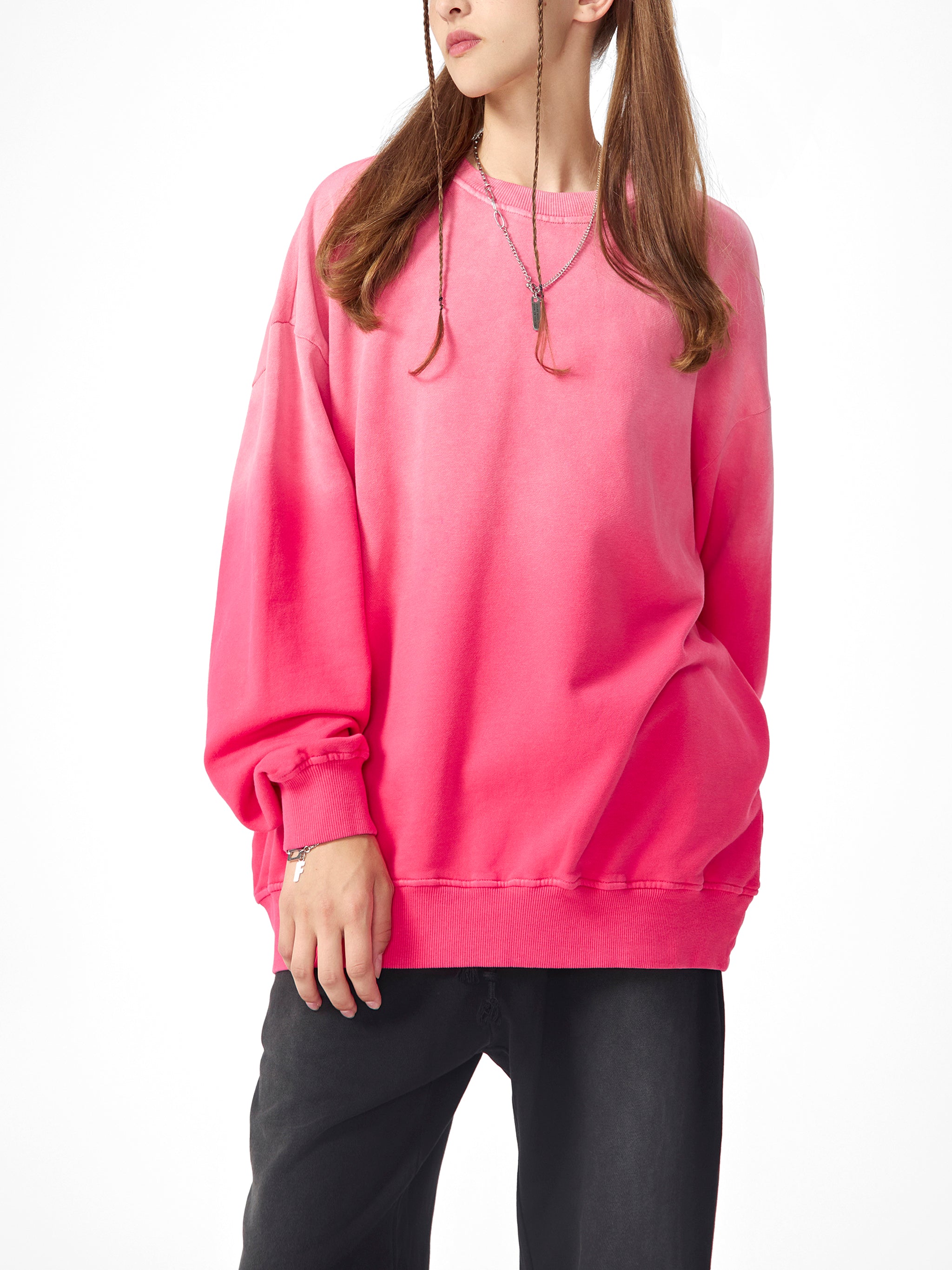 Effortless Athleisure Pure Cotton Handcrafted Monkey Wash Drop-Shoulder Sweatshirt