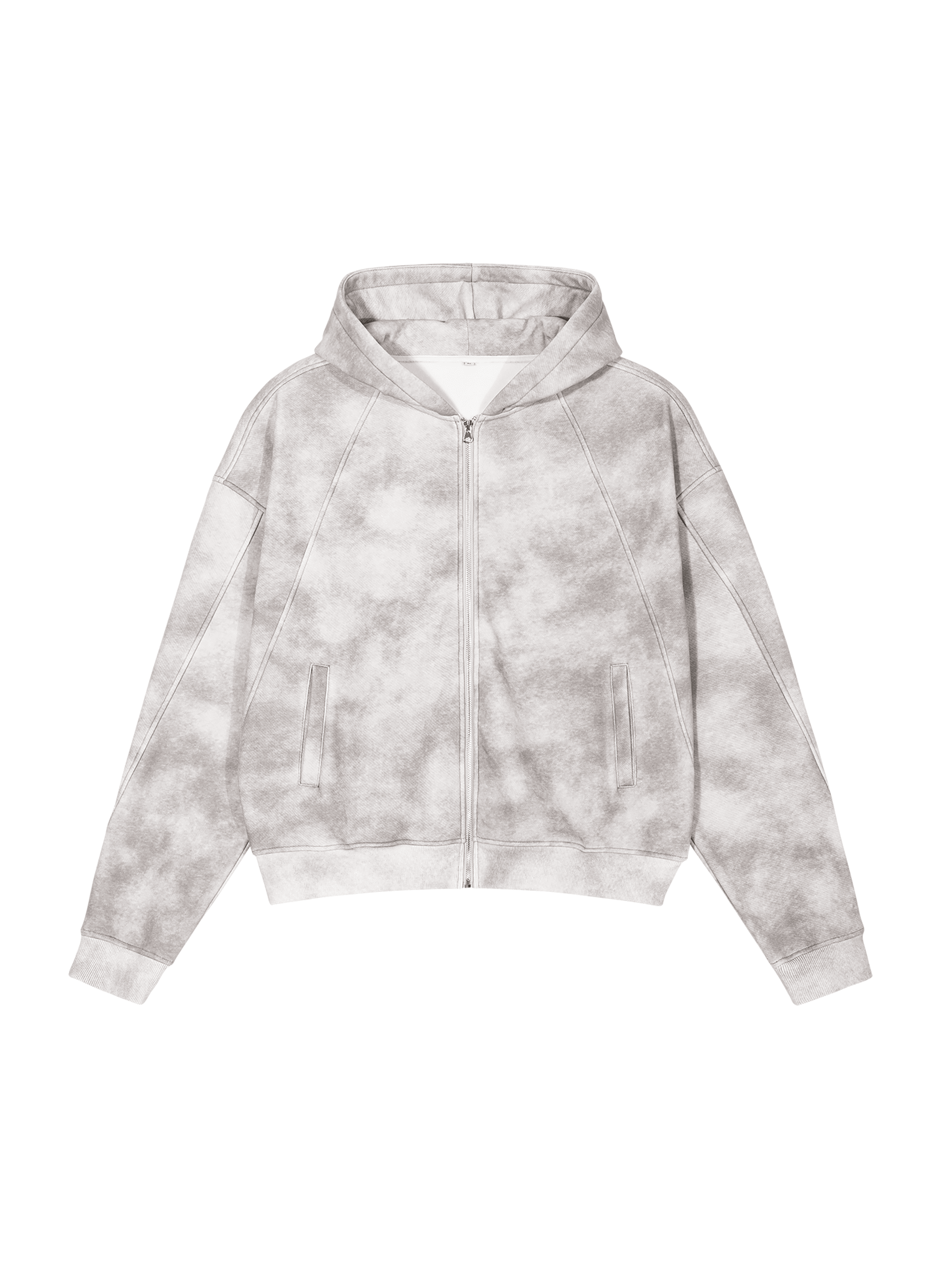 Dirty Washed Boxy Zip-up Fleece Hoodie